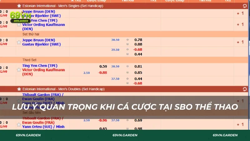 Lưu ý quan trọng khi cá cược tại SBO thể thao