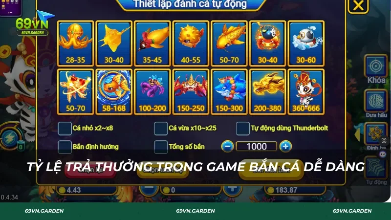 Tỷ lệ trả thưởng trong game Bắn Cá Dễ Dàng