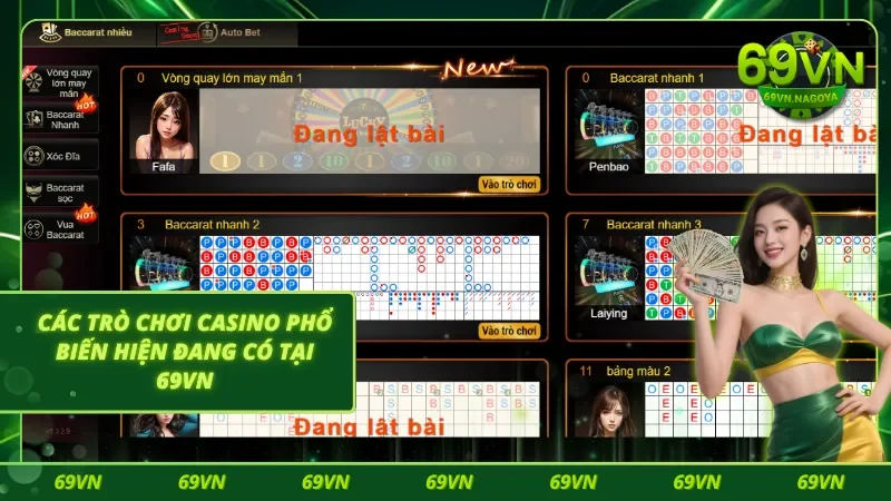 Các trò chơi casino phổ biến hiện đang có mặt tại 69VN